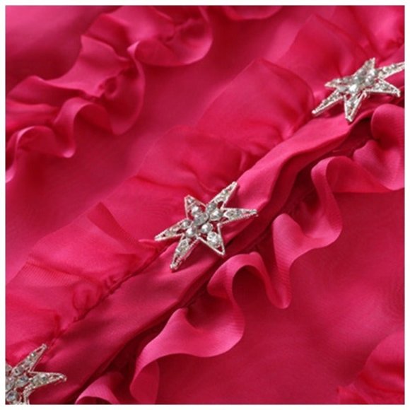 Sheer Fuchsia Ruffle Top Size Small - Picture 4 of 8